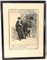 Antique Framed HONOR&Eacute; DAUMIER (French 1808 - 1879) Etching, "Les gens de justice", Signed & Numbered 326/500 in Pencil, 12.75" &times; 16.75"
