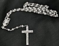 Gorgeous Vintage Signed CREED STERLING Rosary, 19" Total Length