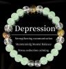 Green & Brown 8mm Bead Flex Bracelet with Black Serene Mint-Green Center & Clear Beads Mental Balance & Calming Eudaimonia Chain Stock photos added