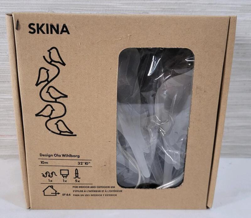 As New - IKEA Skina Indoor / Outdoor Bird StringLights , Blue . by Ola Wihlborg with box . Untested