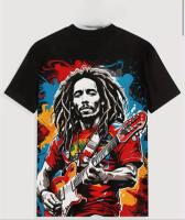 New Size XL Men's Bob Marley One Love Shirt Reggae Reggae Vibrant Guitar Player Graphic T-Shirt Breathable Summer Short Sleeve Tee with Colorful Digital Print Casual Round Neck Top 100% Polyester Stock Photos added