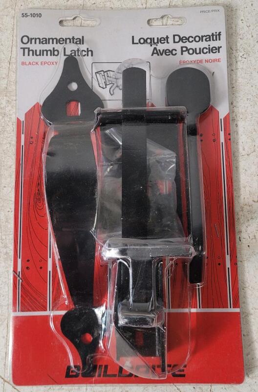 New - Outdoor Gate / Fence Ornamental Thumb Latch Kit , Black .