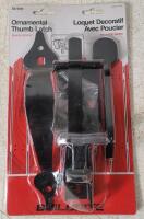 New - Outdoor Gate / Fence Ornamental Thumb Latch Kit , Black .