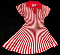 New Size Med(?) Women's Fitted Knit Striped A-Line Dress (See Description for Measurements)