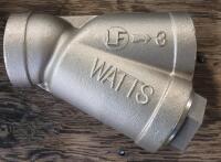 New - Watts 3" Brass Y-strainer w/3" female threads and a stainless steel mesh with a 0.8 mm filter size. For media up to 16 bar (232 psi) . Retail $300