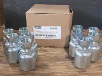10 New Parker Crimp Style Hydraulic Hose Fitting , 43 Series , Part # 10643-12-16 . Port Connection: 3/4" , Port Size: 3/4 inch , Connection Size: 1-1/16" , Nut Hex Size: 1-3/8 inch,<br/>Back-Up Hex Size: 1-3/8 inch