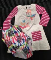 2 New sz 3/4 & Small Kid's Dress & Swimsuit (Marks on Dress)