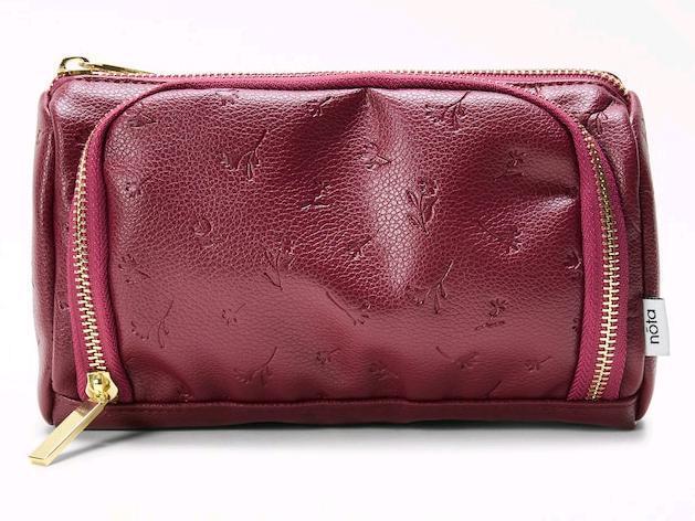 New Nota Faux Leather Front Pocket Pouch, Burgundy 8 by 5"