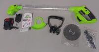 NEW Garden Edger/Weed Whacker, Green, Rechargeable battery included, All parts present, assembly required