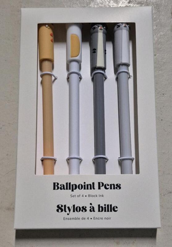 4 New Indigo Adorable Cat Ballpoint Pens Black Ink