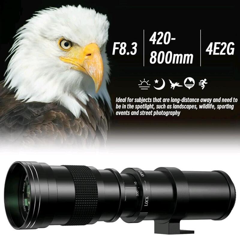 NEW in Box EF/EF-S 420-800mm F8.3 Telephoto Zoom Lens(MF) + T-Mount Adapter Retails for $105