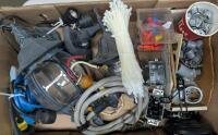 Assorted Electrical Supplies & Lantern Style Lights. Largest Lantern approximately 15" Tall.
