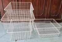 5 Metal Baskets 21"L x 16"W x 3.5"&7.25" H