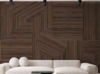 New - BelarteSTUDIO Graphic Rib Wood Wallpaper Brown Oak . Area of Wall Cover Unknown . Roll measures 17" wide & 4" diameter