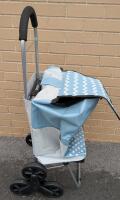 Collapsible Stair Climbing Foldable Shopping Carth. 38" Tall With Handle.