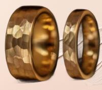 Two Hammered Copper Ring Set Size 9 / 8mm and 6mm