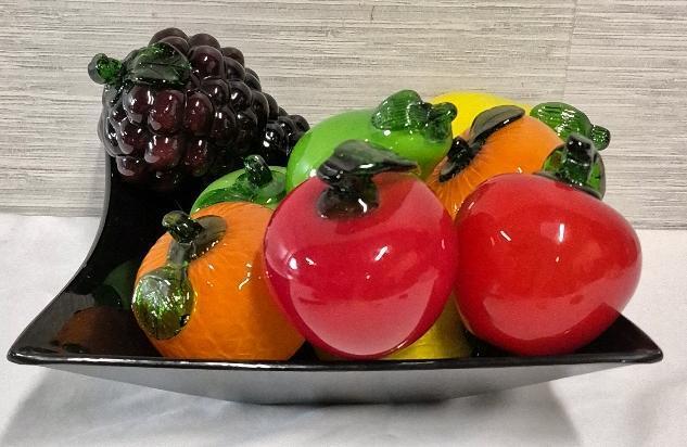 Stunning Murano Style Glass Fruit in Bowl