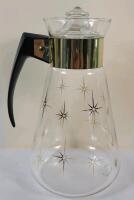 Vintage MCM Pyrex Corning Atomic Star Burst 6-Cup Coffee Pot Carafe . Some minor wear to stars