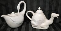 ABBOTT Swan Teapot 8" Tall & Cordon Bleu Camel Teapot 6.5" Tall