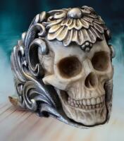 Statement High Relief Skull Cameo Style Ring Highly Detailed Size 9 Adjustable