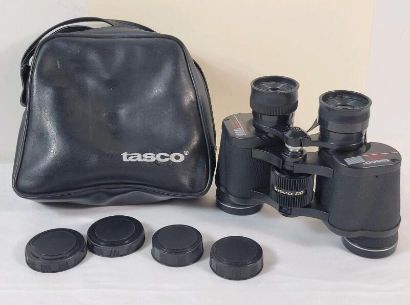 Tasco 7&times;35mm Zip Focus Wide Angle Binoculars w/Case . 500fr./1000 yds . Tested Working