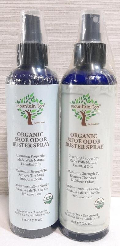 2 New Bottles of Mountain Top Organic Shoe Odor Buster Spray | 237ml