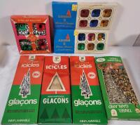 Vintage Christmas Tinsel & Icicles plus Tree Light Reflectors .