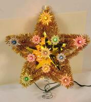 Vintage Christmas Tree Light-Up Flashing Tree Topper . Tested Working . Measures 9"&times;8.5"