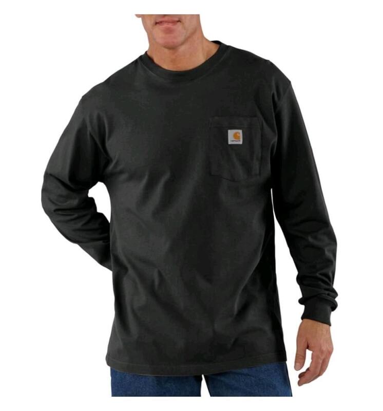 New Size MED Men's CARHARTT Loose Fit Heavyweight Long Sleeve Pocket T-Shirt, Black, TK0126-M