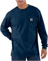 New Size MED Men's CARHARTT Loose Fit Heavyweight Long Sleeve Pocket T-Shirt, Navy, TK0126-M