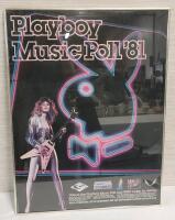Vintage 1981 PLAYBOY Music Poll '81 Framed Poster . Measures 24"&times;32" . Glass has crack on side .