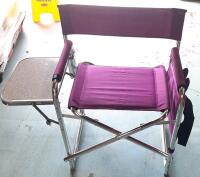Portable Metal Lawn Chair w/ Fold Out Side Table & Side Storage Pouch | Seat Measures 24" Wide & Seat Height 18"
