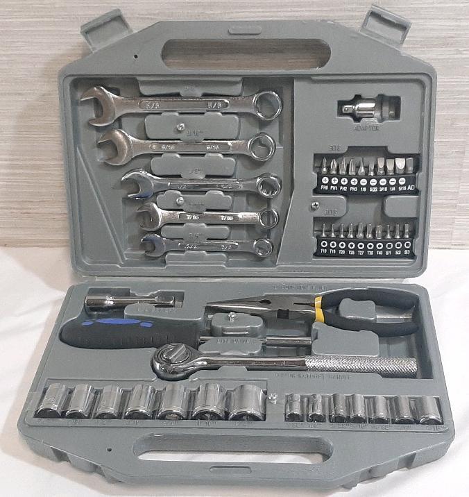 Case of Various Tools and Bits, Including Wrenches, Drill Bits, Bit Driver, Pliers