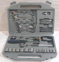 Case of Various Tools and Bits, Including Wrenches, Drill Bits, Bit Driver, Pliers