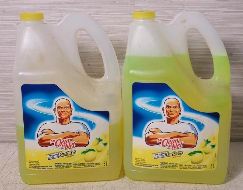Mr. Clean Multi-Surfaces Antibacterial Cleaner . One 5L Bottle & One Half 5L Bottle .