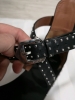 GIVENCHY Black Leather Elegant Studded Open Toe Flat Sandals Womens (Size 3-? ) - 4