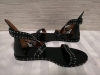GIVENCHY Black Leather Elegant Studded Open Toe Flat Sandals Womens (Size 3-? ) - 6