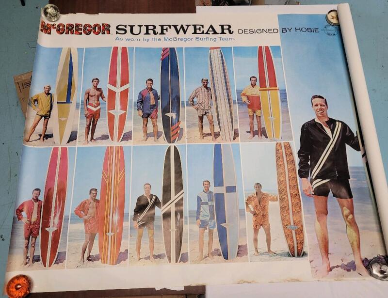 Vintage 1960s McGregor Surfwear / Surfboard Advertising Poster . Measures 72"&times;51" .
