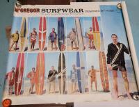 Vintage 1960s McGregor Surfwear / Surfboard Advertising Poster . Measures 72"&times;51" .