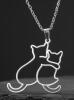 Stainless Steel Cat and Dog Embrace Pendant and Two Cat Embrace Necklace Pendant openwork 1.22&rsquo;&rsquo; Chains 17&rsquo;&rsquo; W/ 2.25&rsquo;&rsquo; Stamped SSteel - 3