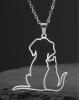 Stainless Steel Cat and Dog Embrace Pendant and Two Cat Embrace Necklace Pendant openwork 1.22&rsquo;&rsquo; Chains 17&rsquo;&rsquo; W/ 2.25&rsquo;&rsquo; Stamped SSteel - 4