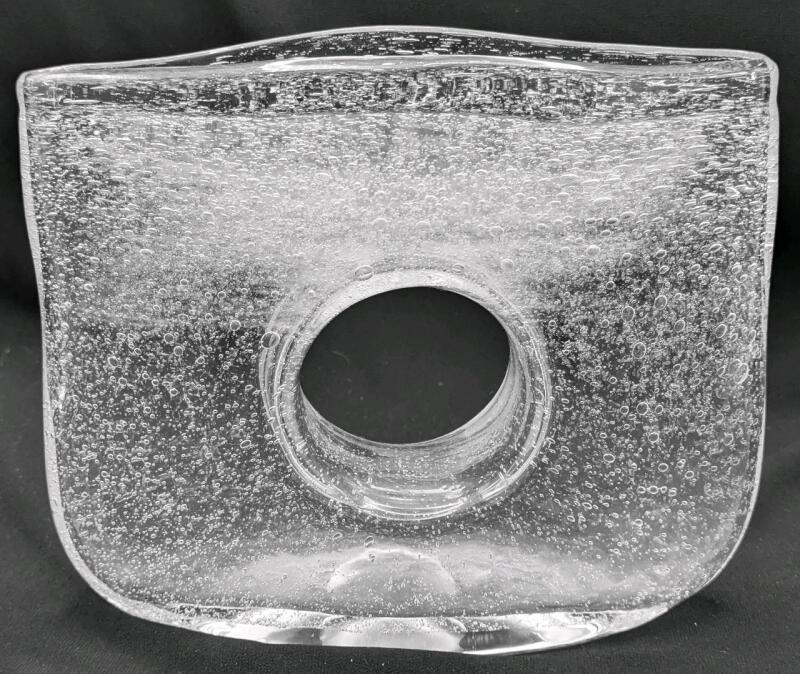 MCM Vintage Seeded Bubble Clear Art Glass Hollow Center Vase - 7.75" &times; 2.5" &times; 6.25" Tall, No Chips or Cracks, Hard Water Residue Inside