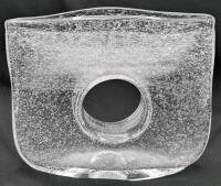 MCM Vintage Seeded Bubble Clear Art Glass Hollow Center Vase - 7.75" &times; 2.5" &times; 6.25" Tall, No Chips or Cracks, Hard Water Residue Inside