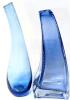 Light Blue Unsigned Empoli Optic Hand Blown Light Blue Stemmed Compote Glass 8.5", Teardrop Vase 9.5", Curved Bubble Inclusion Wave Vase 9", No Chips or Cracks - 2