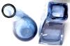 Light Blue Unsigned Empoli Optic Hand Blown Light Blue Stemmed Compote Glass 8.5", Teardrop Vase 9.5", Curved Bubble Inclusion Wave Vase 9", No Chips or Cracks - 3