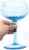 Light Blue Unsigned Empoli Optic Hand Blown Light Blue Stemmed Compote Glass 8.5", Teardrop Vase 9.5", Curved Bubble Inclusion Wave Vase 9", No Chips or Cracks - 5