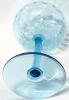 Light Blue Unsigned Empoli Optic Hand Blown Light Blue Stemmed Compote Glass 8.5", Teardrop Vase 9.5", Curved Bubble Inclusion Wave Vase 9", No Chips or Cracks - 6