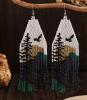 Handmade Bohemian Beaded Earrings Nature Scene Drop Tassel Woven Earrings Sheppard Hooks 4.25&rsquo;&rsquo; drop - 3