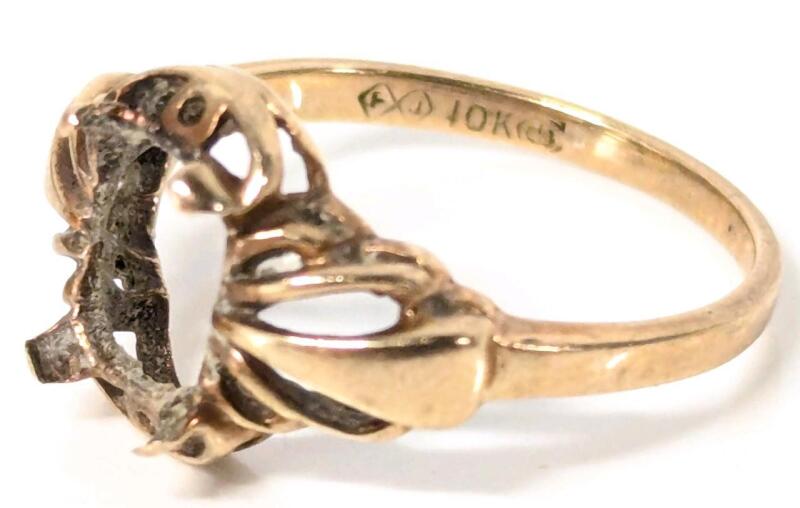 Scrap 10K Gold Ring Setting, Size 6, Stones Removed 1.9g