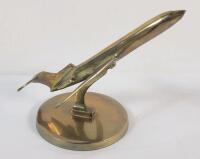 Vintage Boeing 727 Brass Desk Top Model . Measures 7.5" wide & 6" tall